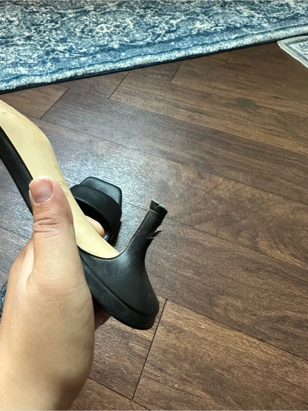 Marc Fisher Black Square Strap Mule Heels
